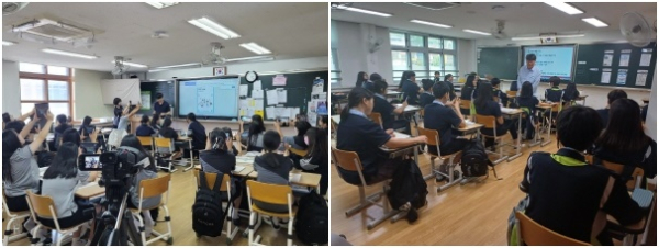 새수업프로젝터즈 연구회 운영 (좌)대전가양중학교, (우)대전대문중학교