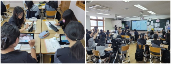 새수업프로젝터즈 연구회 운영, (좌, 우) 충남여자중학교