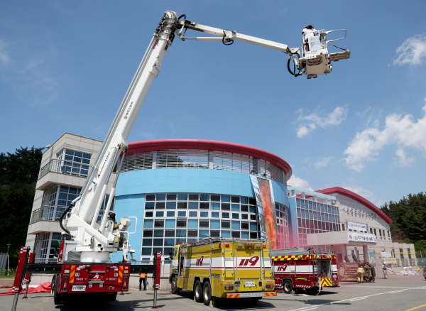 지난 26일 태안군청소년수련관에서 진행된 안전충남훈련 모습.