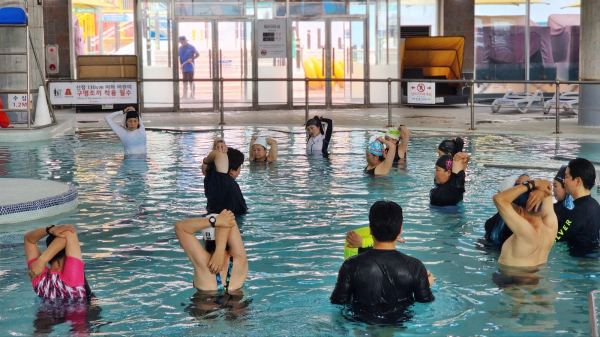 온천 건강프로그램 진행 모습