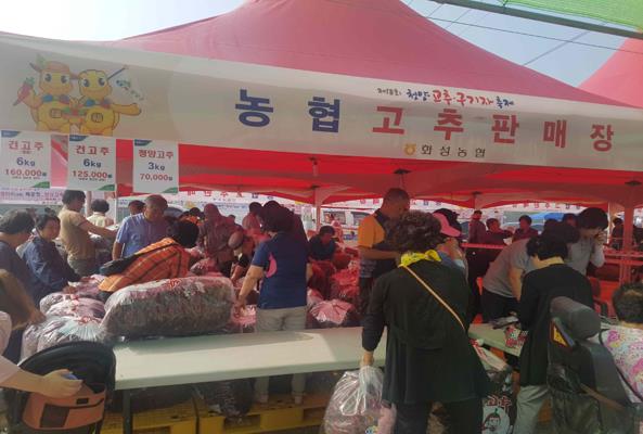 임시고추판매장 개장 모습