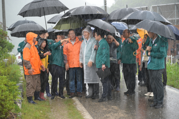 이상민 행안부장관 논산 벌곡면 방문 모습