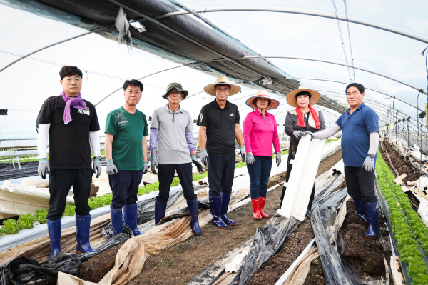 논산시 광석면 산동리를 찾아 수해복구 봉사활동 진행 모습