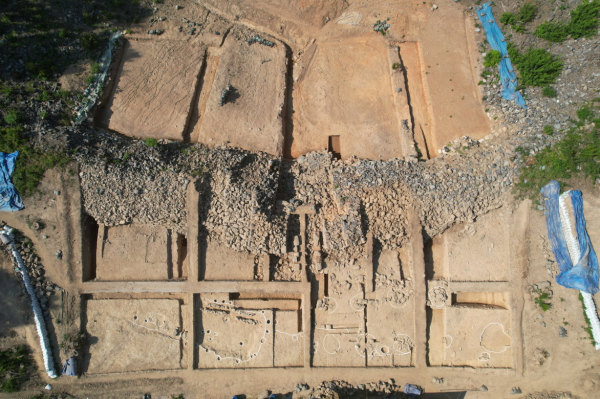 우산성 발굴조사 대상지 일대 전경(위가 북쪽, 성외)