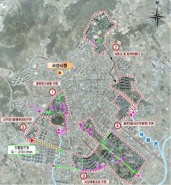 ①서산배수분구(동지역) 도시침수 대응사업 사업대상지