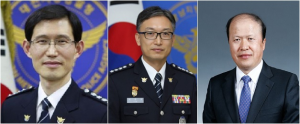 왼쪽부터 백기동 중부서장, 육종명 서부서장, 김선영 유성서장