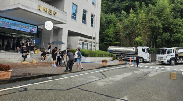 벌크업 우중 장면(살수차) 촬영 사진