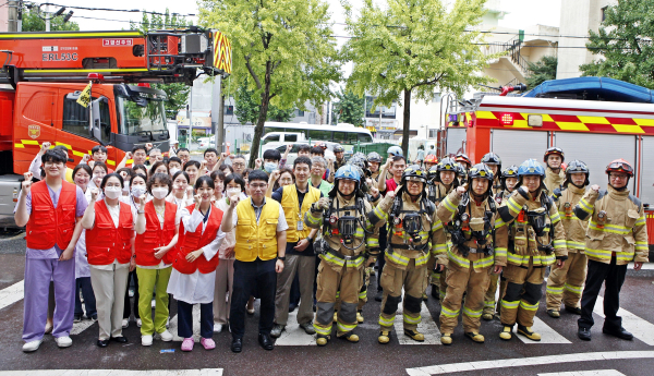 가톨릭대 대전성모병원, 동부소방서와 합동소방훈련 진행 모습