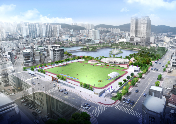 중앙호수공원에 조성될 초록광장·공영주차장 조감도