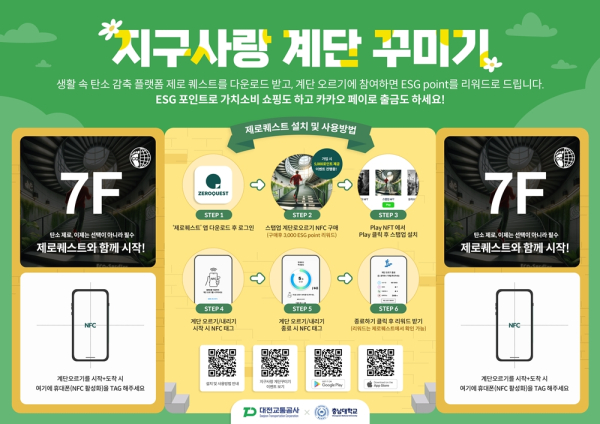 지구사랑 계단이용 방법 안내문 (제공=대전교통공사)