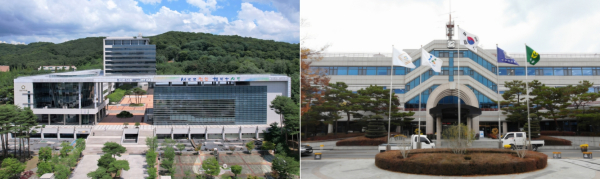 (왼쪽부터)천안시청, 아산시청 전경