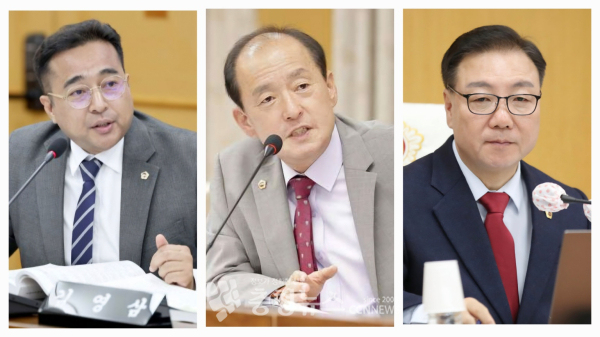 대전시의회 제1부의장 보궐선거 후보자 (왼쪽부터) 김영삼, 박종선, 이병철 의원 (가나다순)