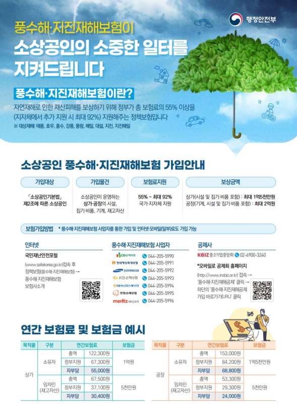 홍성군 풍수해·지진재해보험 가입 홍보 포스터