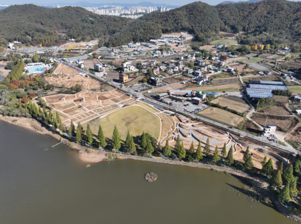 신정호 지방정원 준공 당시 드론 촬영