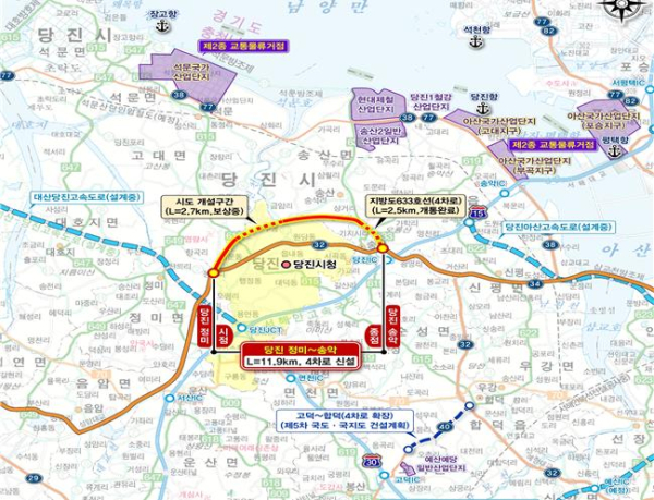 국도 32호 대체 우회도로 건설사업 노선도