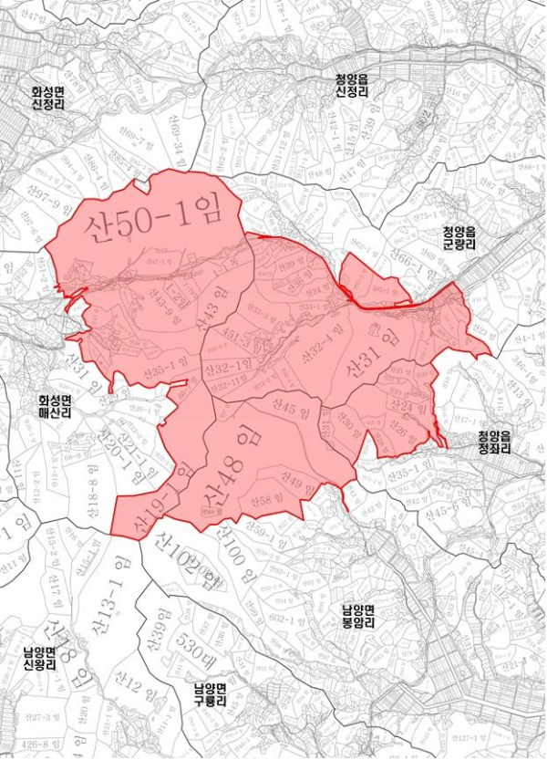 산림자원연구소 이전 조성사업 예정지 토지거래허가구역 지형도면