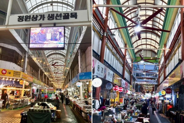 중앙시장 내 설치된 폭염저감시설 전경