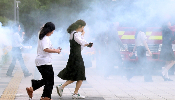 지난 22일 서구청 광장에서 열린 소방 안전 및 재난 대응 교육 장면