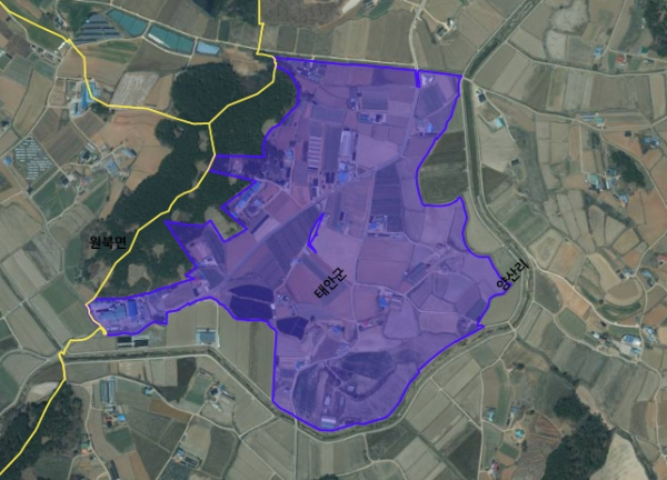 양산지구 지적재조사 사업 현황도.