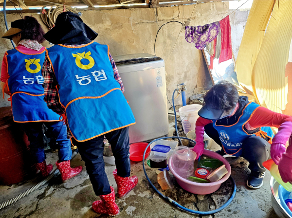 참여자들이 가재도구를 정리하고 있다