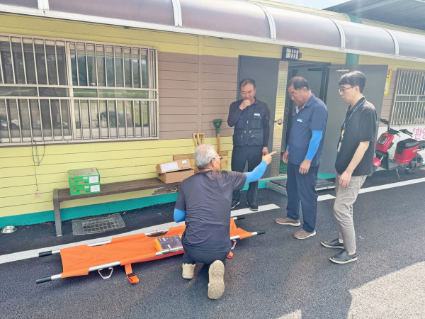 곡교천야영장, 여름철 침수 대비 안전교육 진행 모습