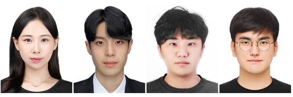 상명대 스마트정보통신공학과 우수논문 수상자들           ( 왼쪽부터 상명대 스마트정보통신공학과 4학년 김민주, 신명기, 이지원, 표건우)