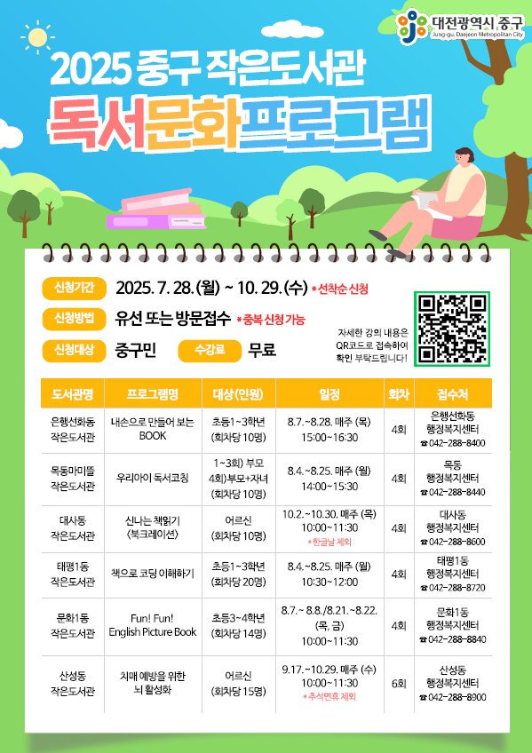 2025 작은도서관 독서문화 프로그램 운영 안내 포스터