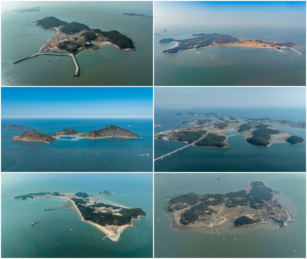 위줄부터 고대도, 삽시도, 외연도, 원산도, 장고도, 효자도