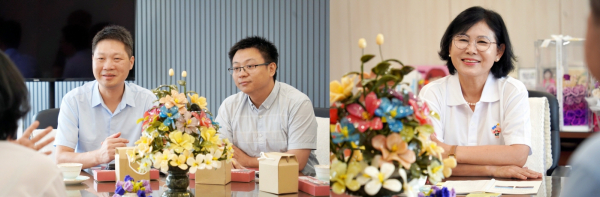 지난 13일 중국 난징 YMCA 방문단과 사회서비스 분야 및 청년 국제교류 방안을 논의했다. (사진 왼쪽) 임배천 난징 YMCA 사무총장, 김인식 대전시사회서비스원장