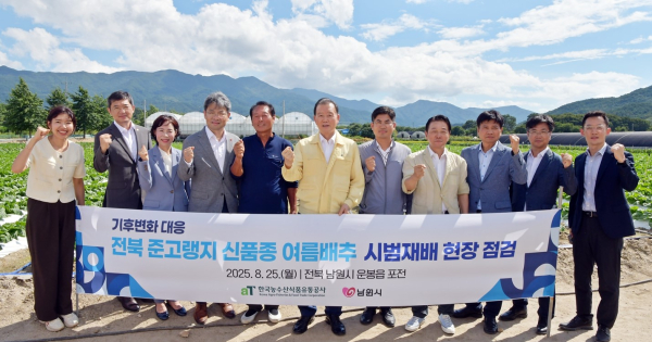 전북 남원시 준고랭지 여름배추 포전 현장점검 사진/홍문표 aT 사장(좌측 6번째)