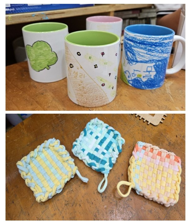 ‘함께해서 Green 봉사’ 프로그램 운영(▲머그컵 만들기, ▲양말목 컵받침 만들기)