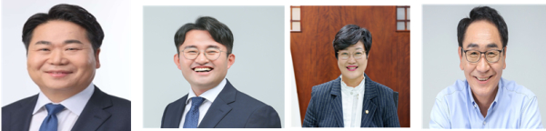 더불어민주당 후보군 (왼쪽부터)오세현 아산시장,안장헌 충남도의원,김희영 전 아산시의회의장,김영권 전 충남도의원