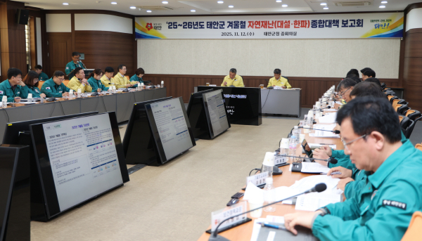 지난 12일 군청 중회의실에서 진행된 보고회 모습.