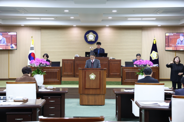 김돈곤 군수, 25일 오전 10시 청양군의회 본회의 시정연설 모습