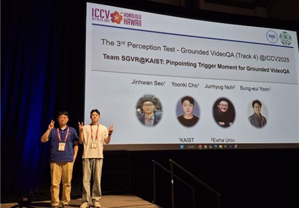 첨부1. (왼쪽부터) 노준혁 교수 (이화여대 인공지능학과 조교수), 서진환, 조윤기 박사과정, 윤성의 교수 (KAIST 전산학부 교수)