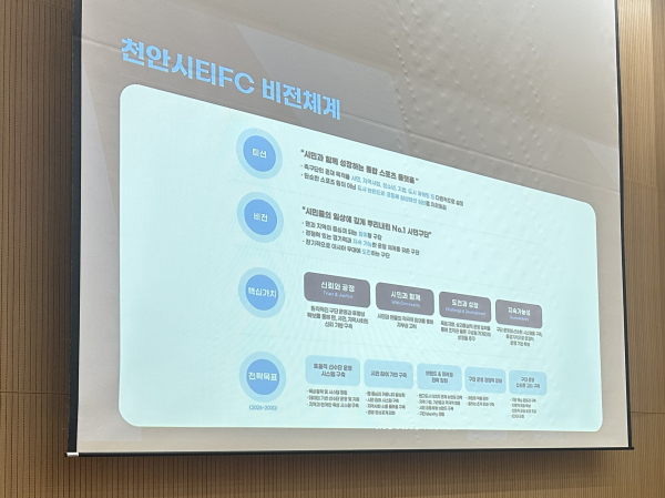 지난달 29일 천안축구센터에서 팬 간담회 개최 모습