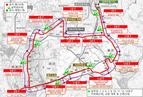 도시철도 2호선 트램 공사 구간