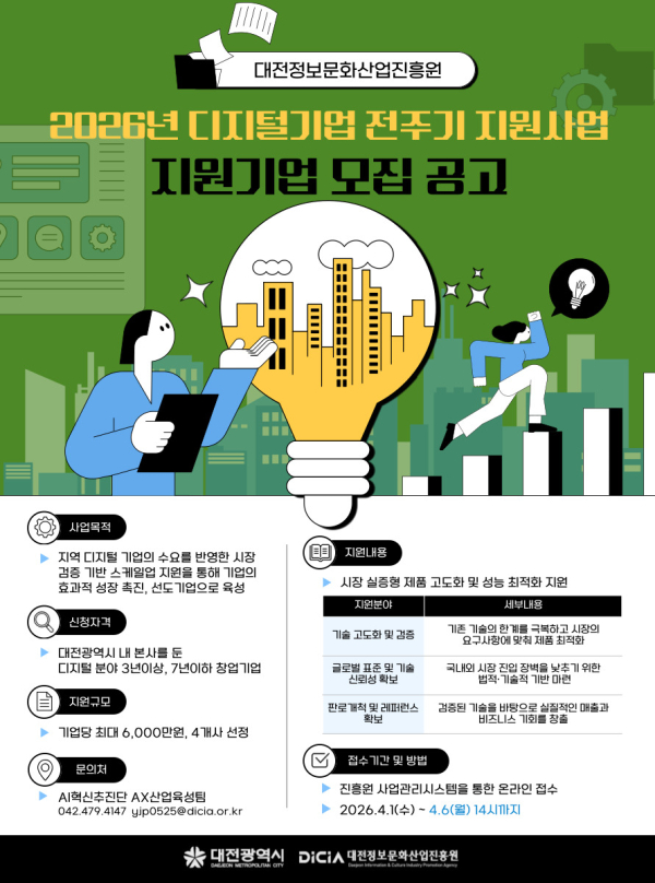 ‘2026년 디지털기업 전주기 지원사업’의 참여기업 모집 포스터