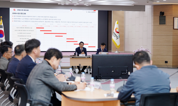 지난 25일, 시청 대회의실에서 열린 시내버스 노선체계 전면 개편 수립 용역 착수보고회 개최 모습