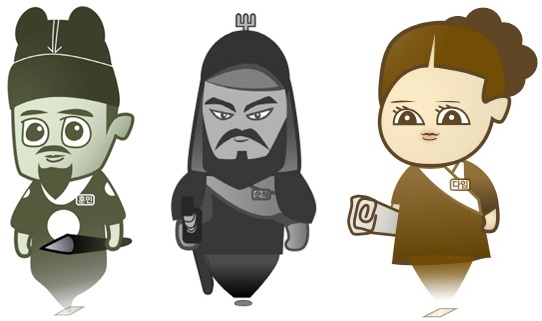 (왼쪽부터)캐릭터 세종대왕, 이순신 장군, 신사임당