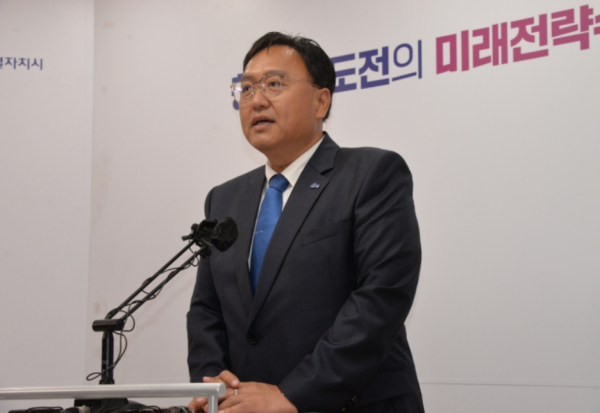 기자회견 하는 조상호 세종시장 당선인&nbsp;